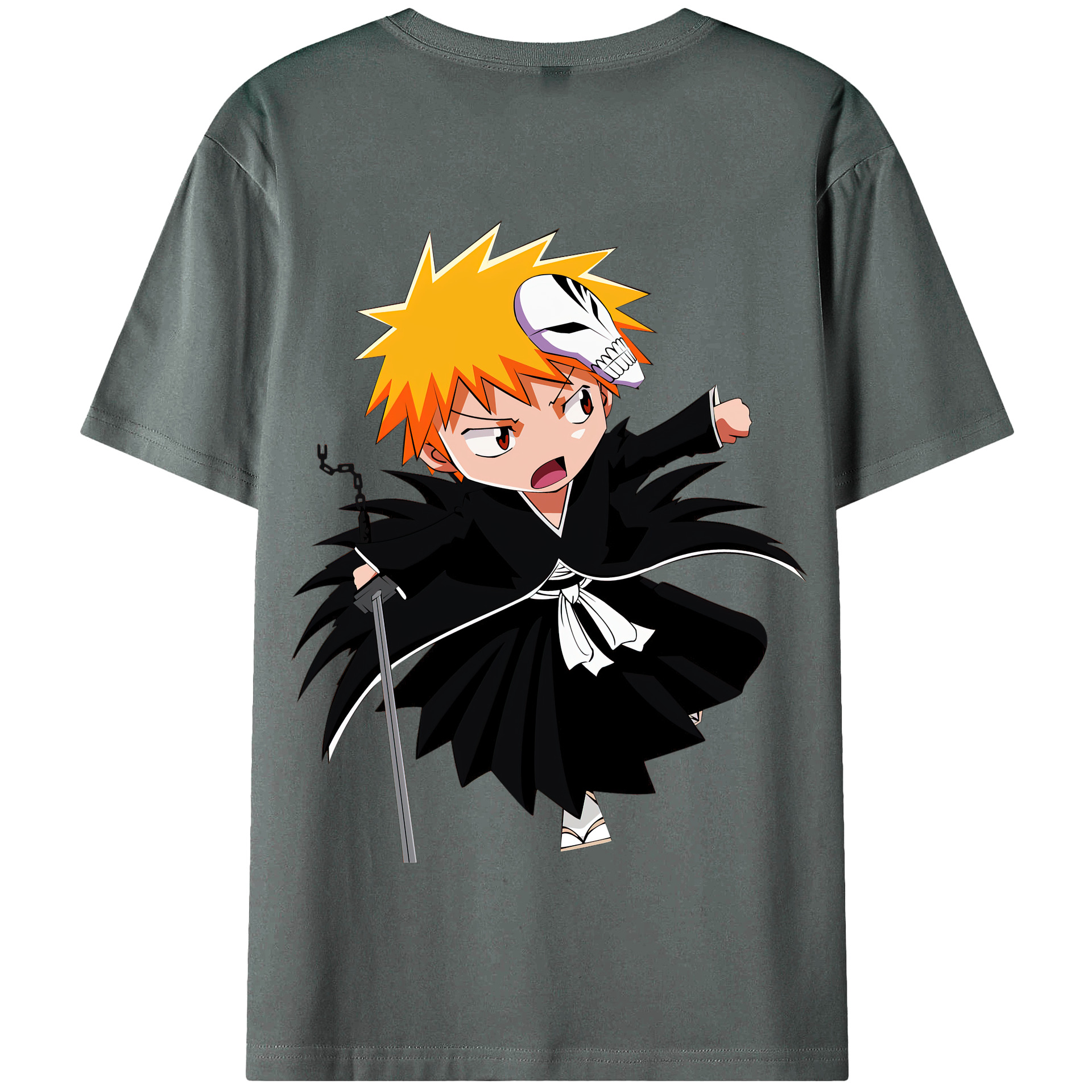 （画像用） ブリーチ 黒崎一護（くろさき いちご）BLEACH Kurosaki Ichigo 綿100％半袖Tシャツ（背面プリント）